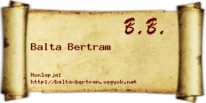 Balta Bertram névjegykártya